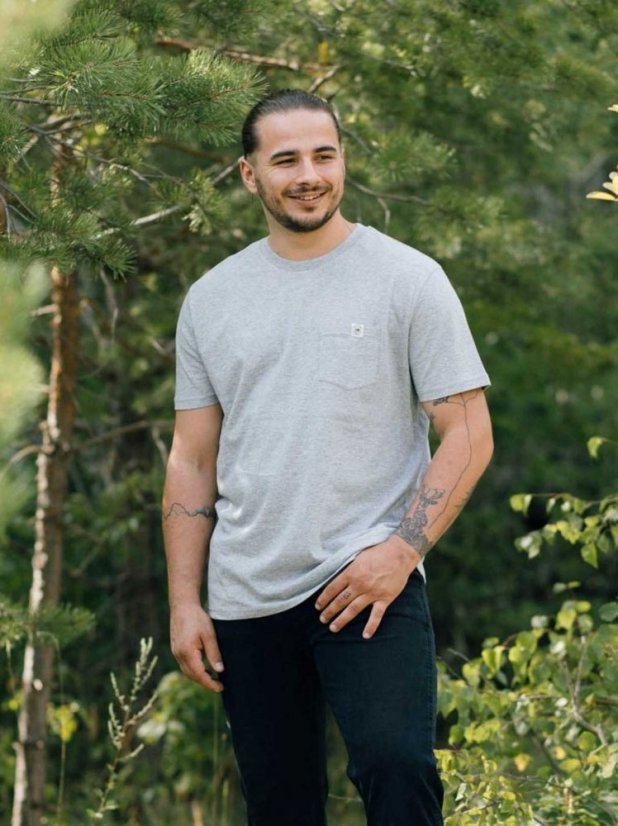 Pánské tričko s kapsičkou - šedé