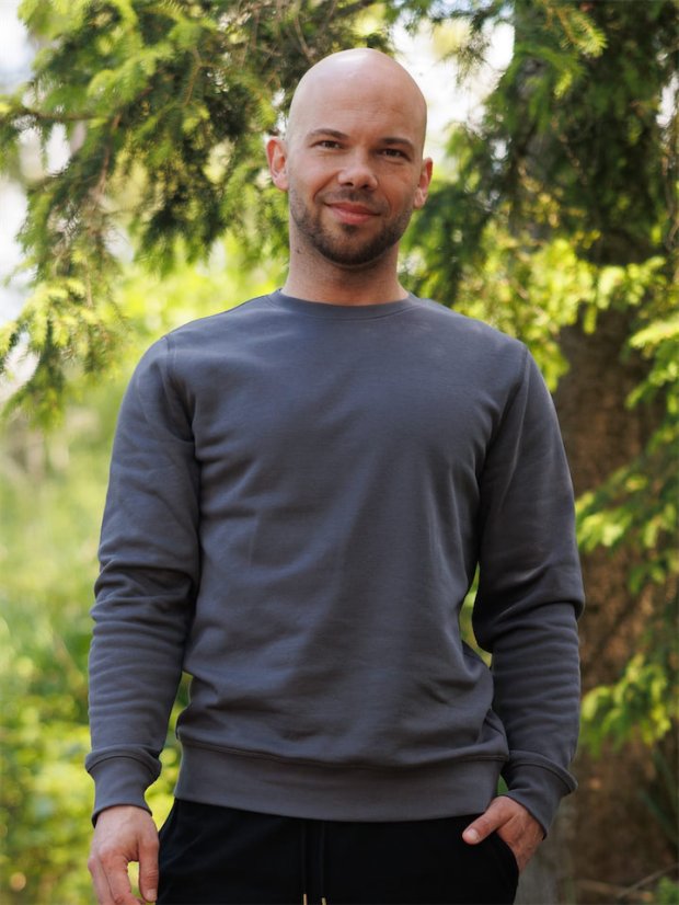 Pánská mikina bez kapuce Bez potisku - lávově šedá