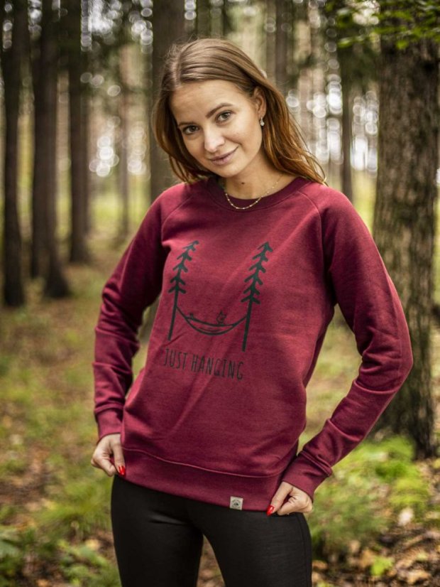 Zachraňte dámský crewneck Just hanging - vínový