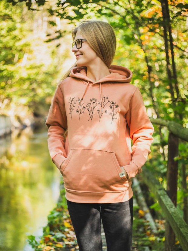 Dámská lososová mikina Kvítí - volný střih