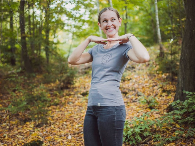 Zachraňte dámské tričko Planet B - modrošedé