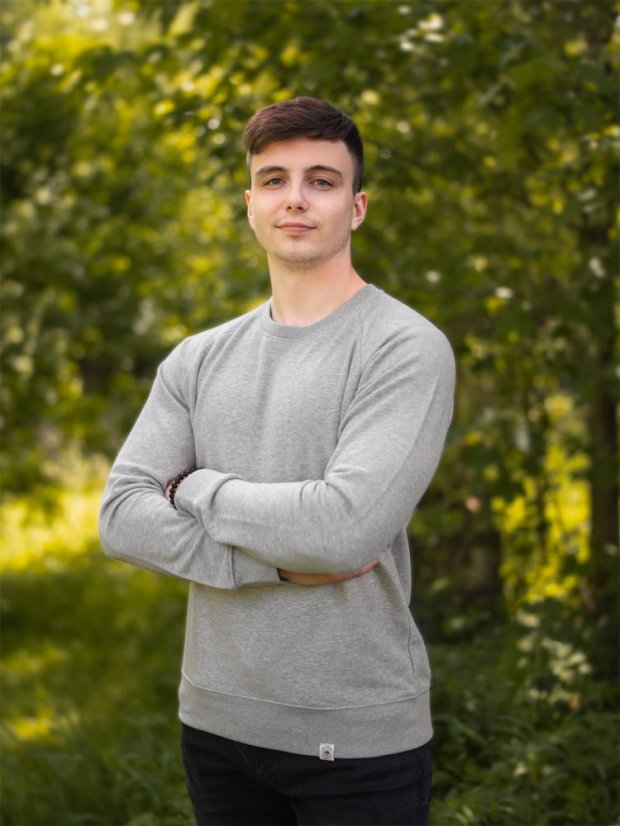 Pánská mikina bez kapuce Bez potisku - šedá