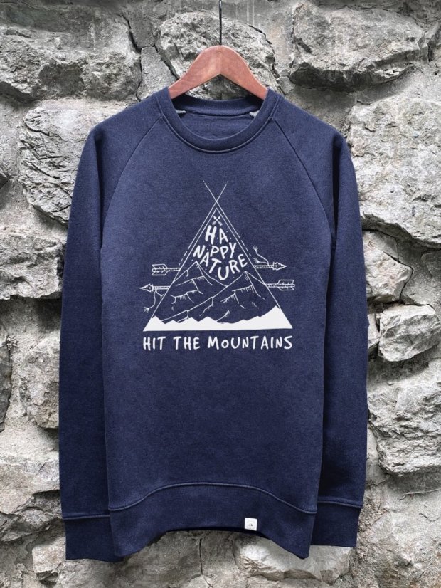 Pánská mikina bez kapuce Hit the mountains - modrá