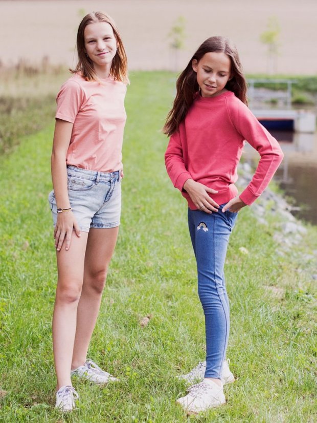 Dětská mikina bez kapuce Bez potisku - růžová