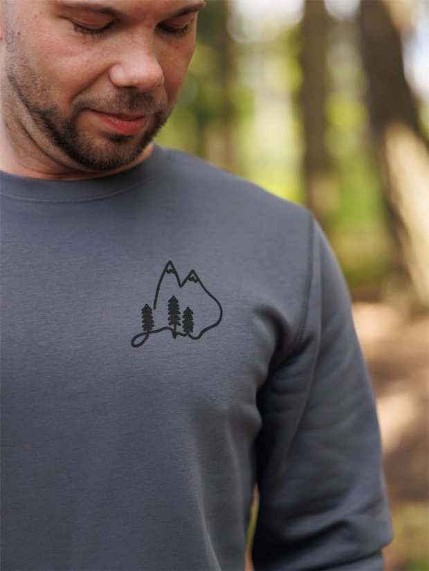 Pánská mikina bez kapuce Vrcholky - lávově šedá