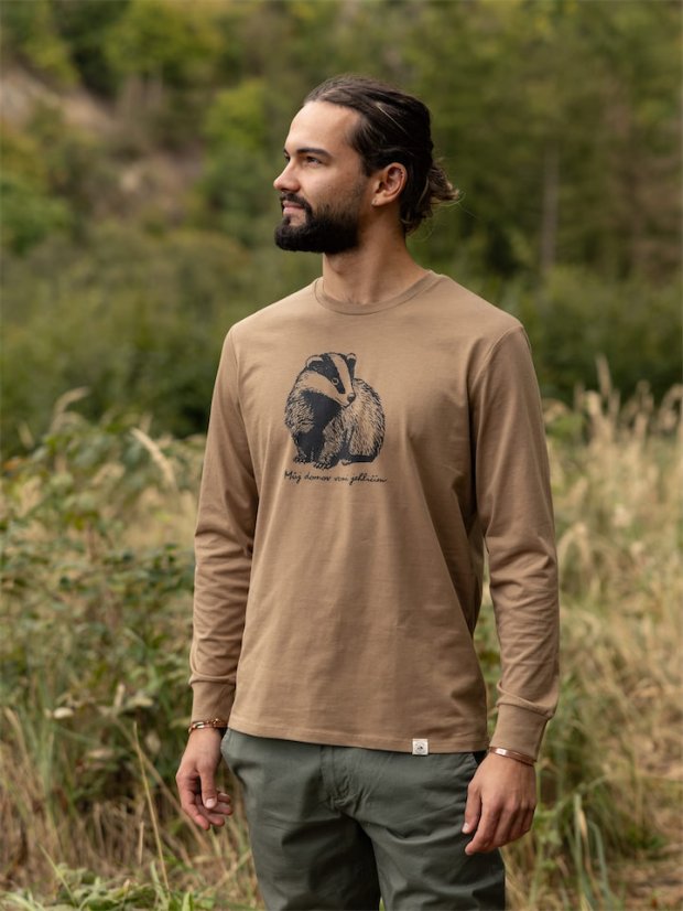 Pánské tričko s dlouhým Jezevec - hnědé