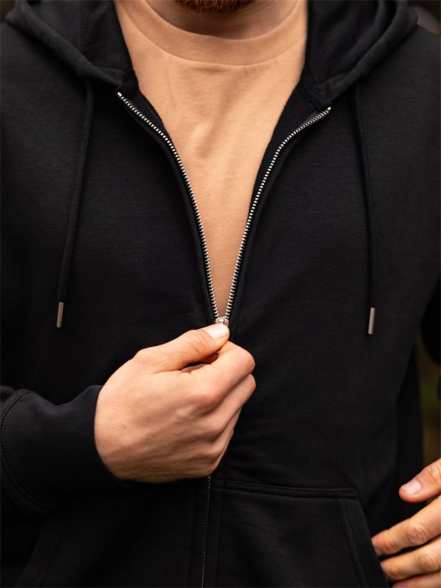 Pánská rozepínací mikina Bez Potisku - černá