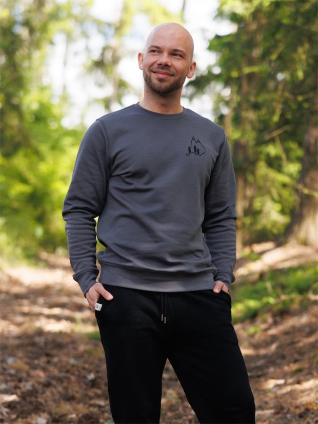 Pánská mikina bez kapuce Vrcholky - lávově šedá