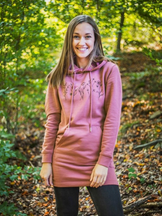 Zachraňte dámské mikinošaty Kvítí - ibiškové