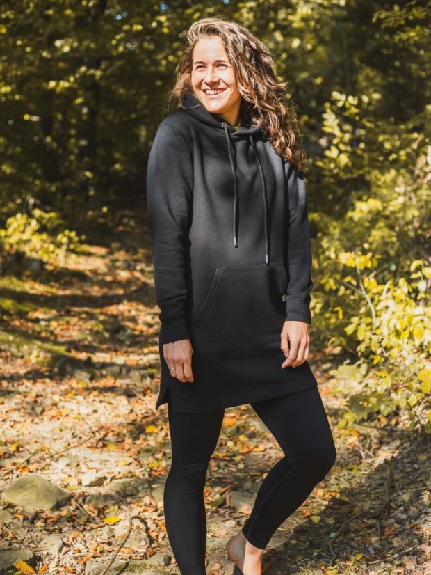 Dámské mikinošaty Bez potisku - černé