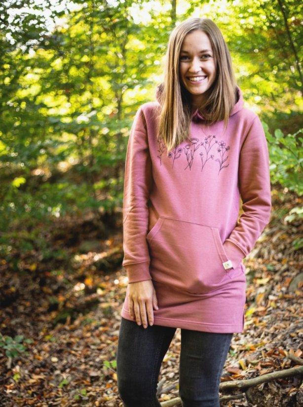 Zachraňte dámské mikinošaty Kvítí - ibiškové