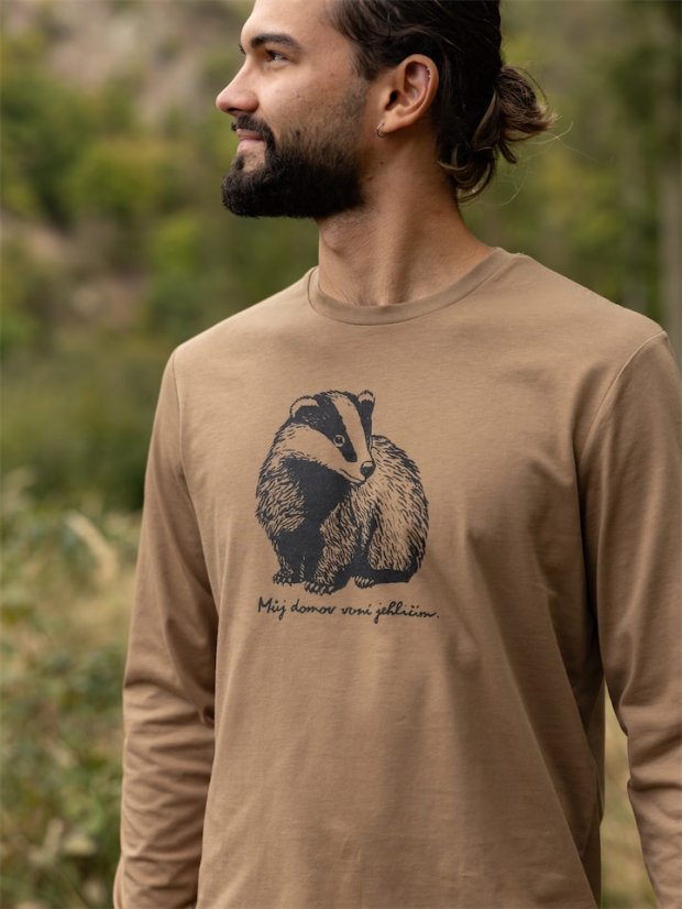 Pánské tričko s dlouhým Jezevec - hnědé