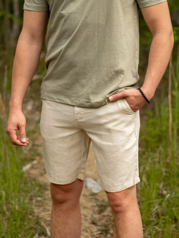 Pánské lněné kraťasy - naturální