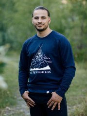 Zachraňte pánská mikina bez kapuce Hit the mountains - modrá