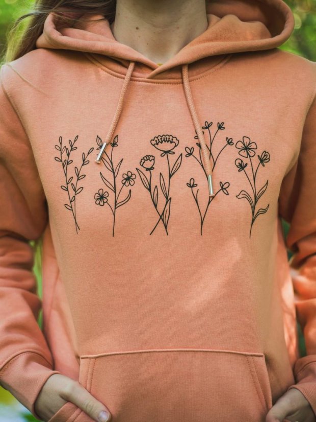 Dámská lososová mikina Kvítí - volný střih