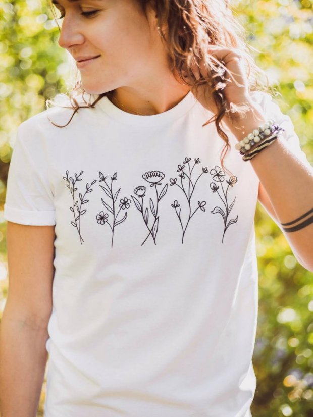 Zachraňte dámské tričko Kvítí - bílé