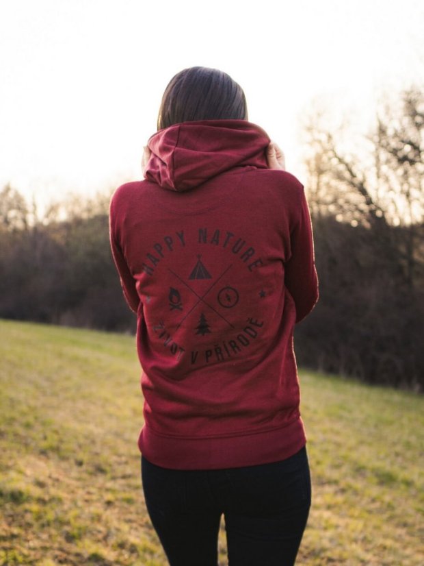 Zachraňte dámská rozepínací mikina Život v přírodě - vínová