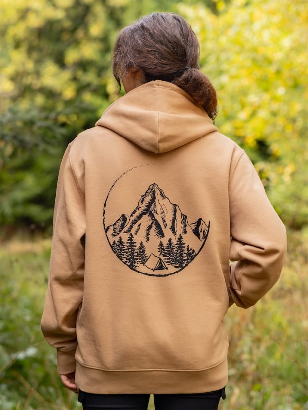 Dámská mikina V horách - béžově hnědá
