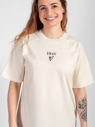 Zachraňte dámské volné tričko Štěstí - naturální