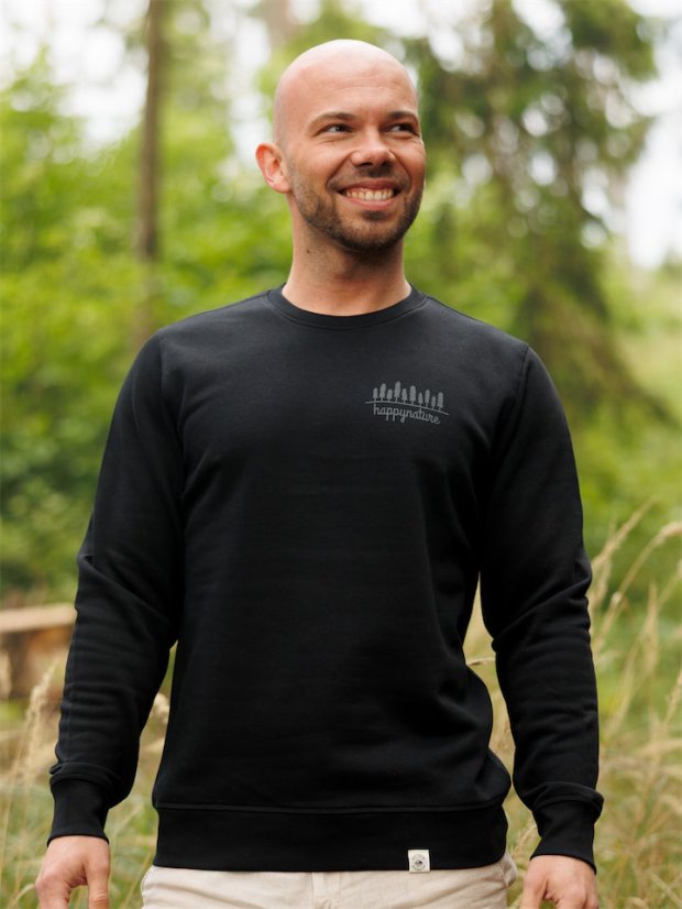 Pánská mikina bez kapuce 10 stromů - černá