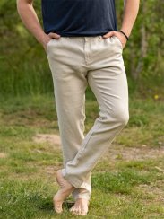 Pánské lněné kalhoty - naturální