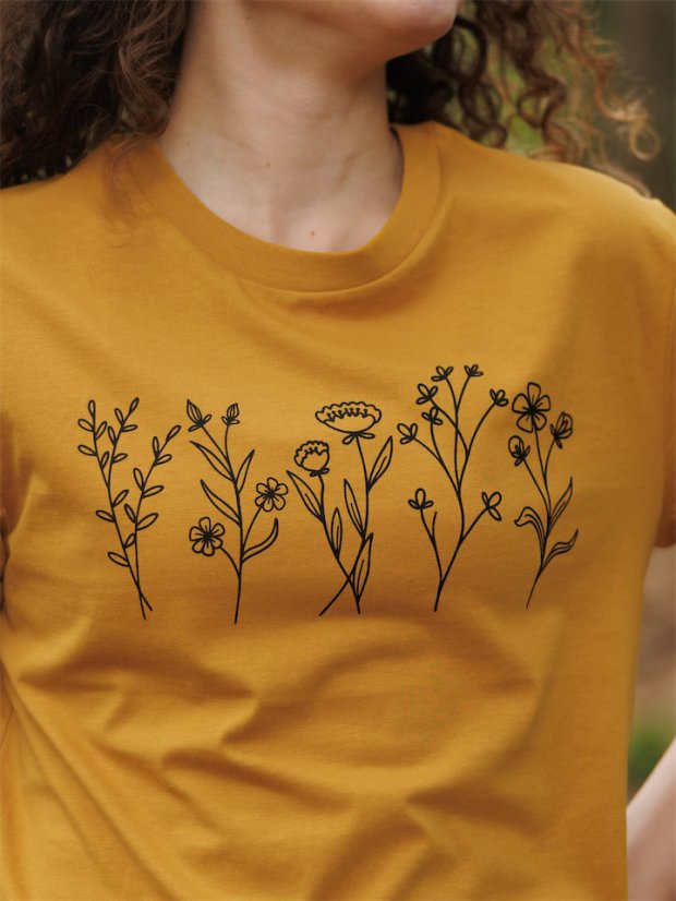Dámské tričko Kvítí - hořčicové