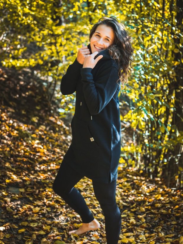 Dámské mikinošaty Bez potisku - černé