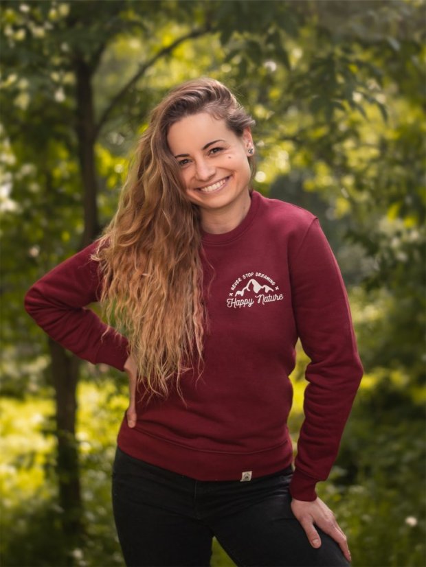 Dámská mikina bez kapuce Never stop dreaming - vínová