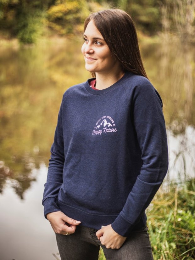 Zachraňte dámský crewneck Never stop dreaming - modrý
