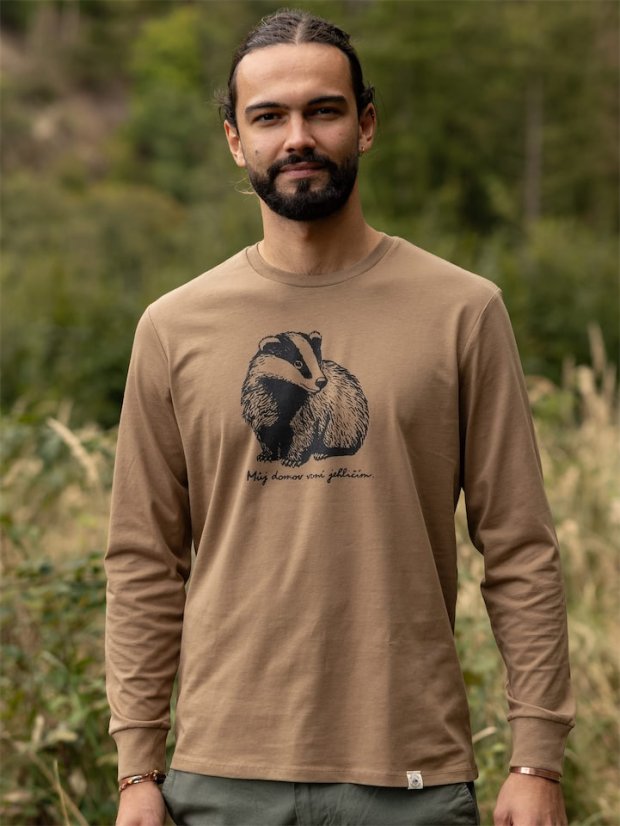 Pánské tričko s dlouhým Jezevec - hnědé