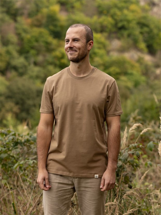 Pánské tričko Bez potisku - hnědé