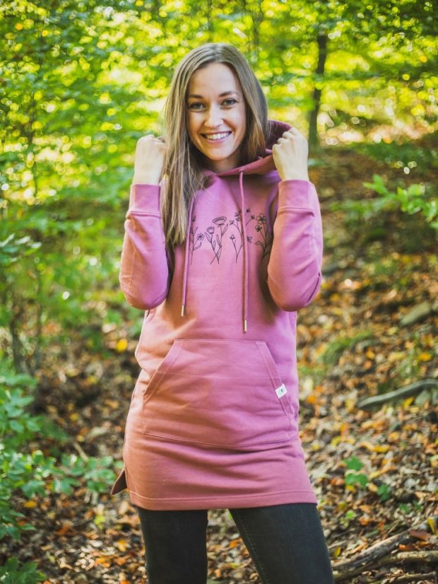 Zachraňte dámské mikinošaty Kvítí - ibiškové