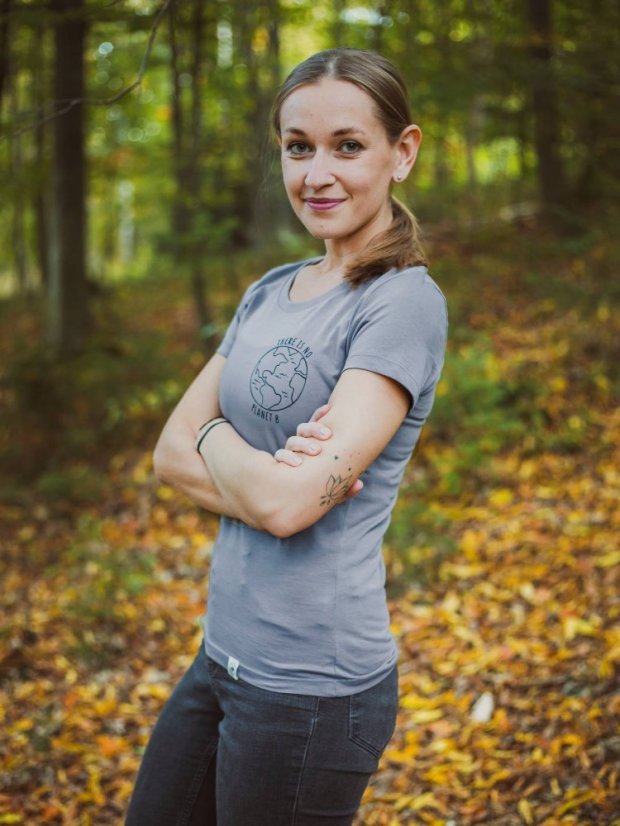 Zachraňte dámské tričko Planet B - modrošedé