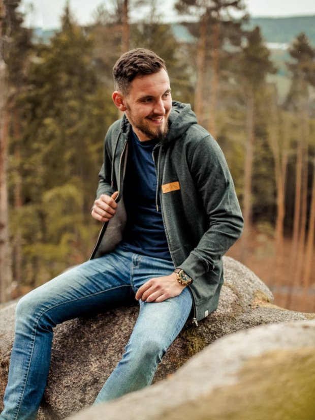 Pánská rozepínací mikina hory - tmavě šedá