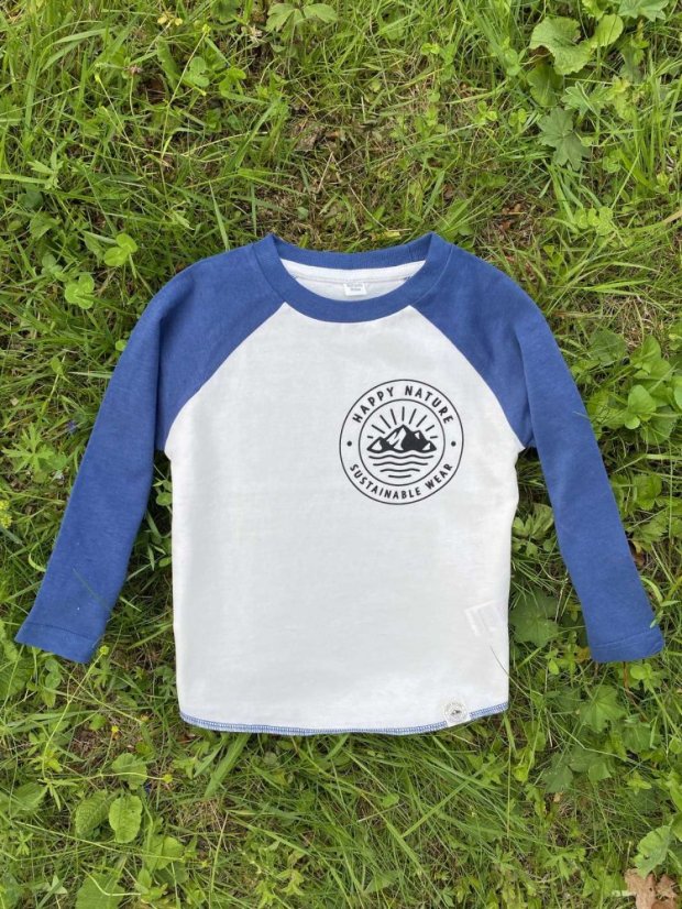 Dětský raglánek Logo - modrý