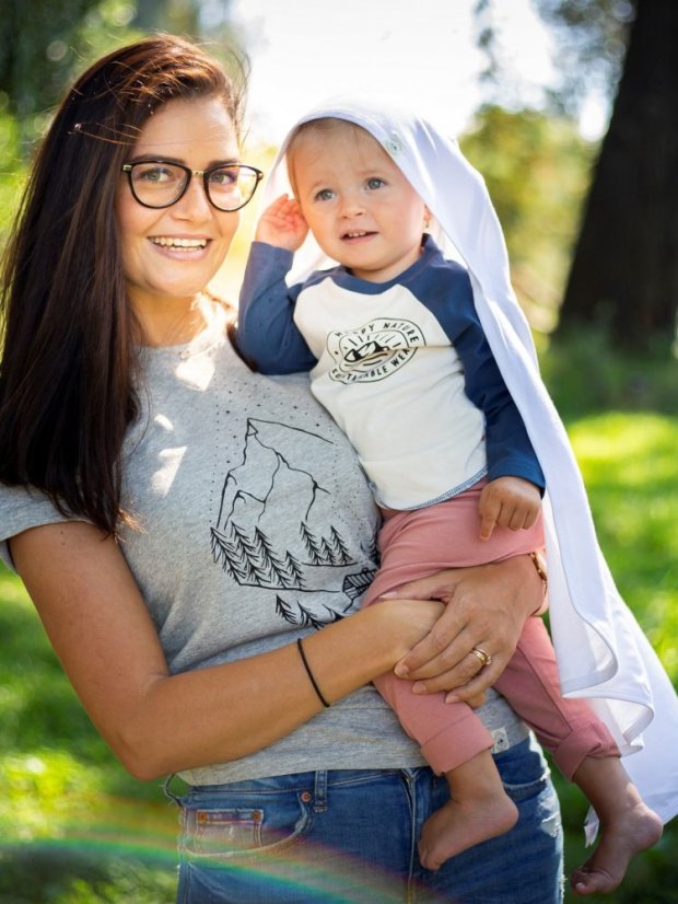 Dětský raglánek Logo - modrý