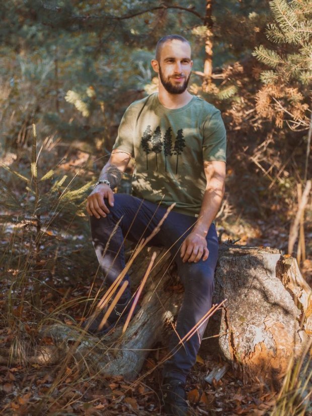 Pánské tričko Borovice - zelené