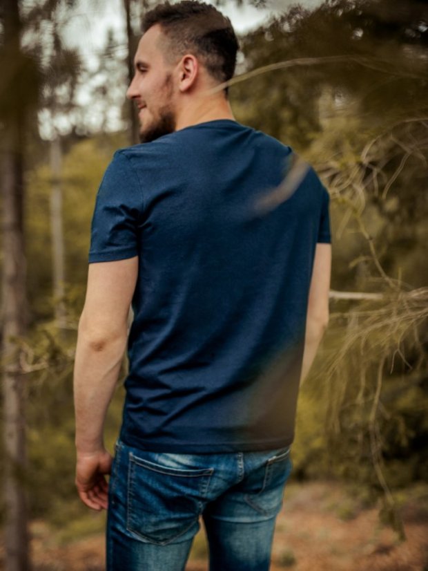 Zachraňte pánské tričko s kapsičkou - modré