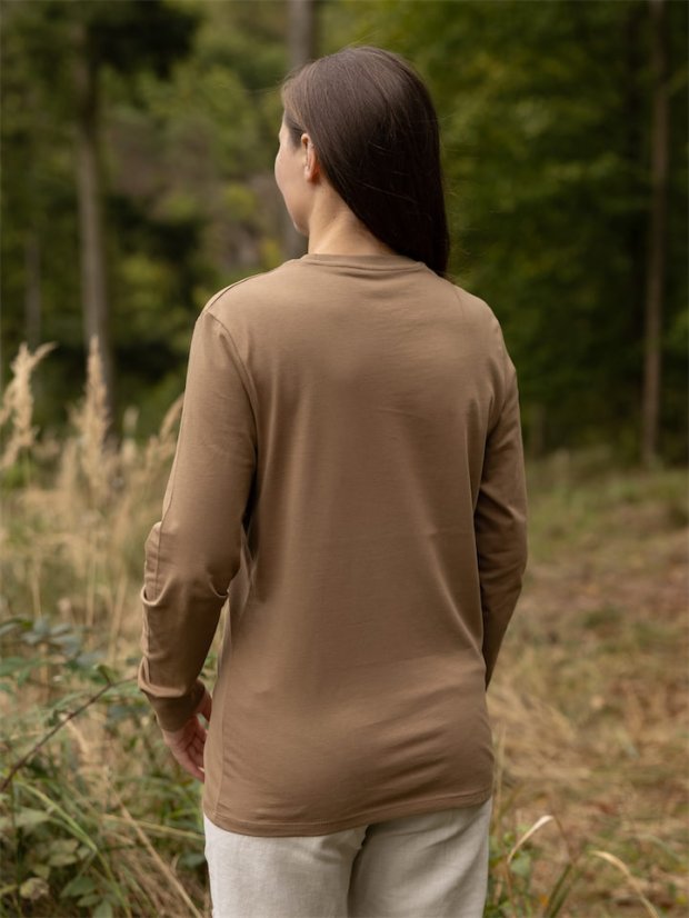 Dámské tričko s dlouhým Jezevec - hnědé