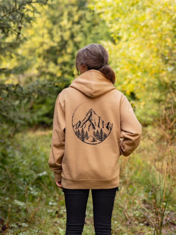 Dámská mikina V horách - béžově hnědá