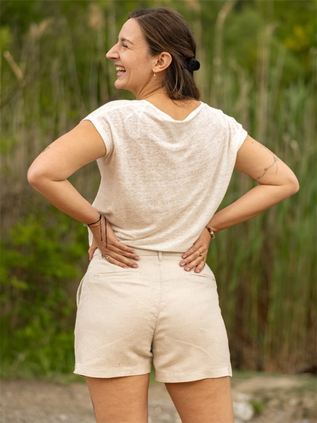 Dámské lněné kraťasy - naturální