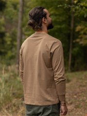 Pánské tričko s dlouhým Bez potisku - hnědé