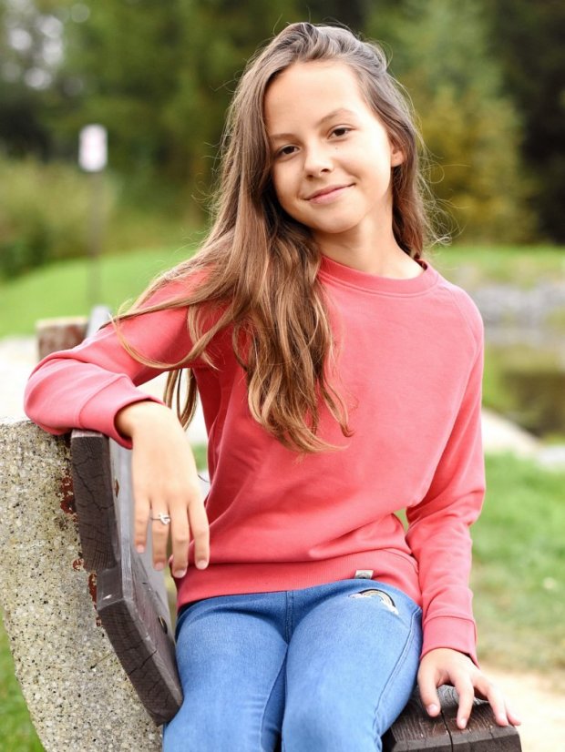 Dětská mikina bez kapuce Bez potisku - růžová