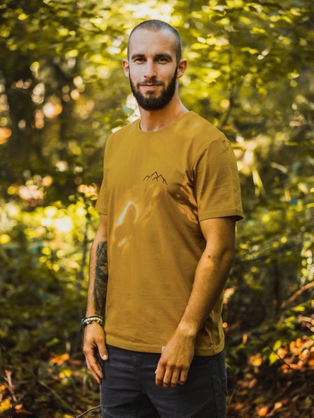 Pánské tričko Hory - hořčicové