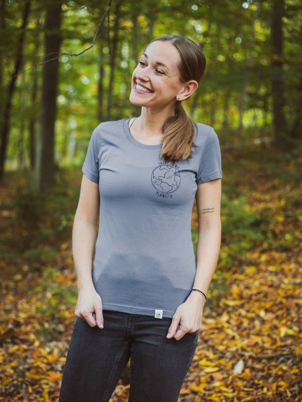 Zachraňte dámské tričko Planet B - modrošedé