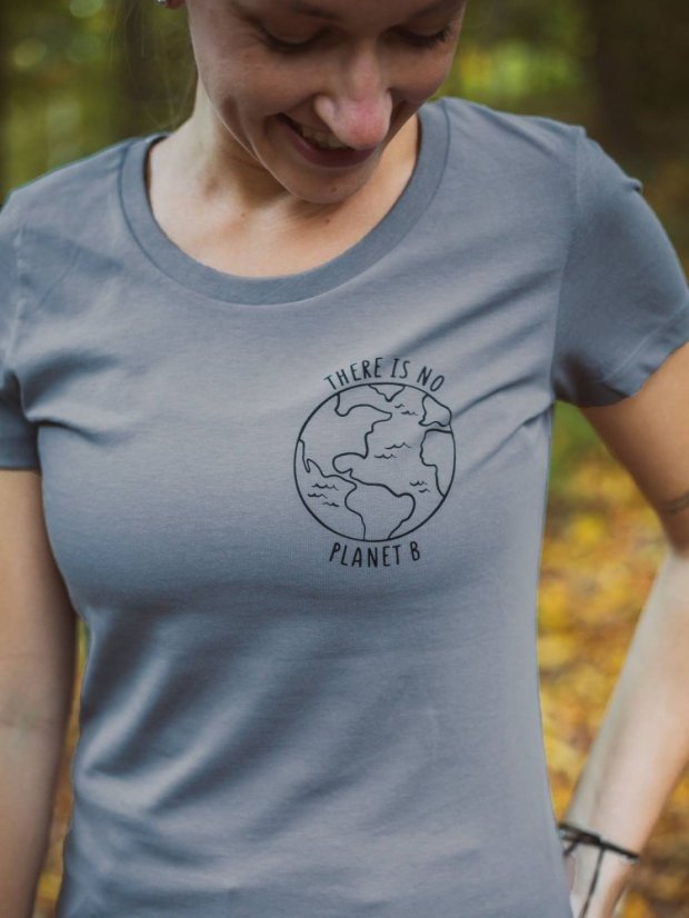 Zachraňte dámské tričko Planet B - modrošedé