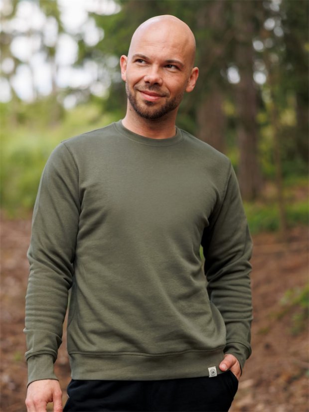 Pánská mikina bez kapuce Bez potisku - zelená