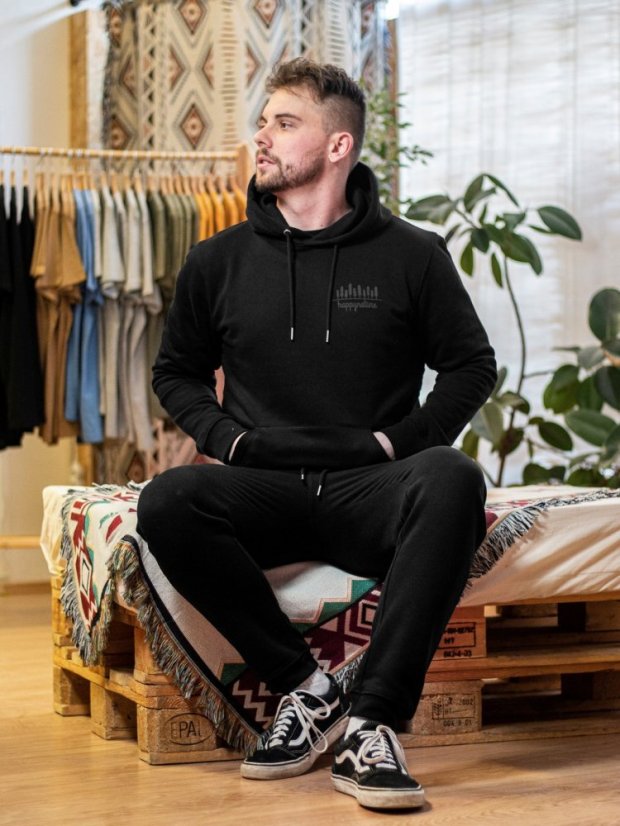 Pánské tepláky 10 stromů - černé