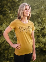 Zachraňte dámské tričko Kvítí - hořčicové