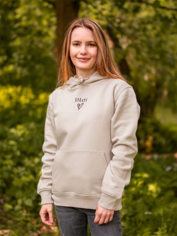 Zachraňte dámská béžová mikina Štěstí - volný střih